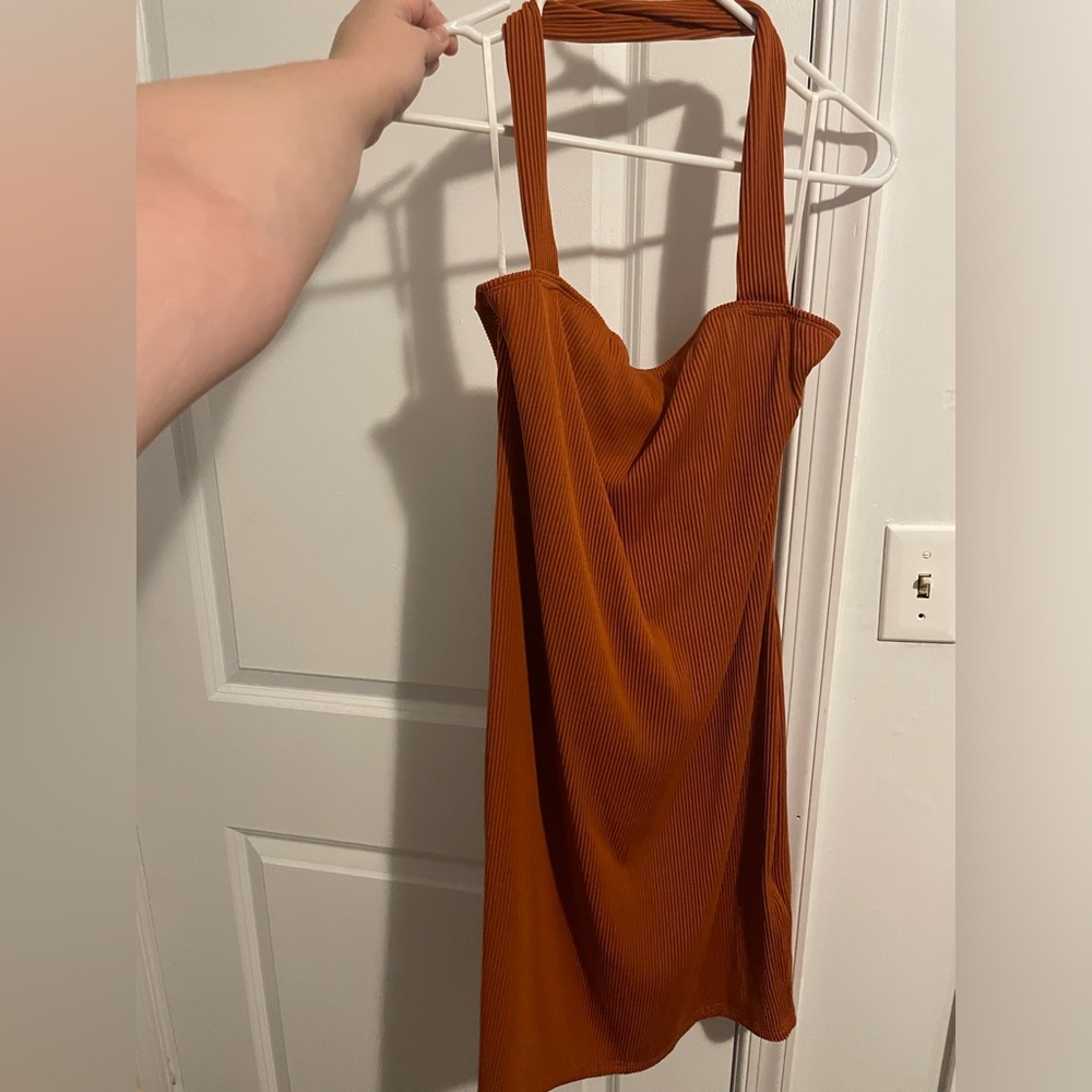 Burnt orange body on dress stretchy and never worn